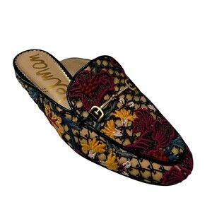 Sam Edelman Linnie Embroidered Chain Floral Mule Slip On Sandals Size 6.…